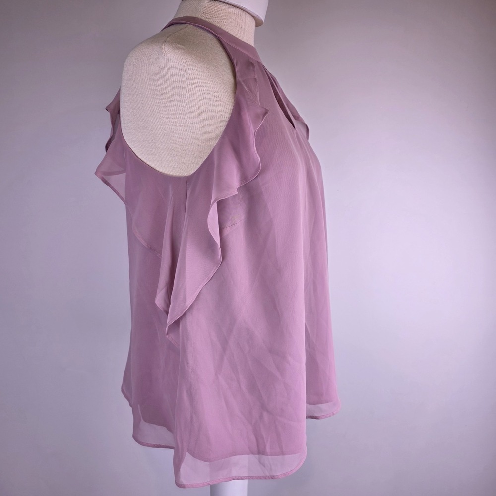 LC Lauren Conrad Runway Collection Faint Mauve Ruffle Halter Top S Ruffle NWT - Picture 4 of 9